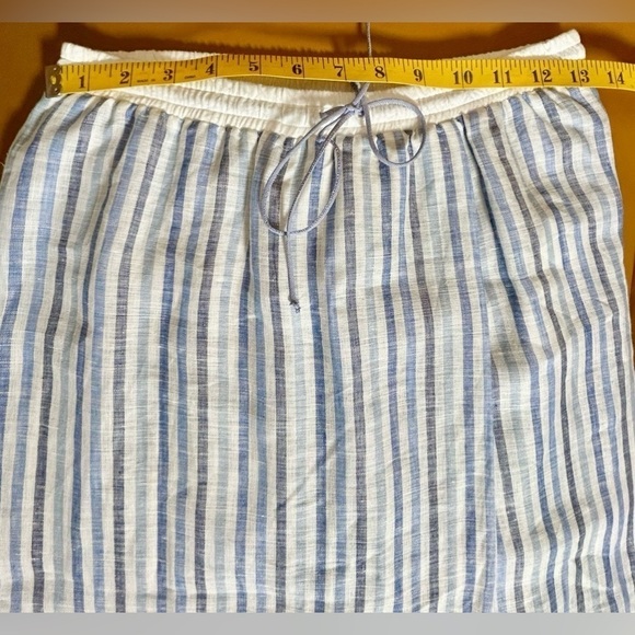 NWT Sita Murt Linen Blue & White Striped Midi Pull-On Skirt w/ Drawstring 8 (40) - Picture 12 of 15